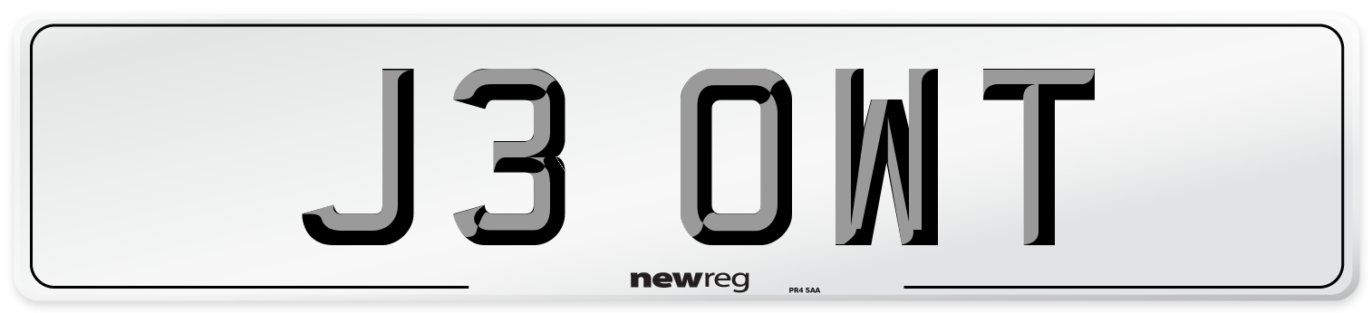 J3 OWT Number Plate from New Reg